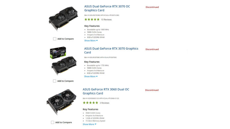 Asus Dual Rtx 30 Series Graphics Cards Discontinued Nvidia