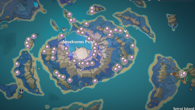 Genshin Impact Amakumo Fruit Farming Locations Guide Seirai Island Raiden Shogun 2 Map