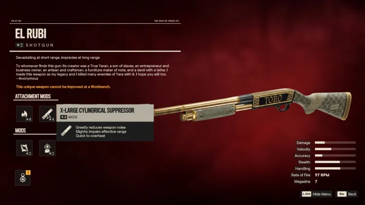 Far Cry 6 El Rubi Unique Shotgun Unique Weapon Yaran Contraband Torre De Leon 2