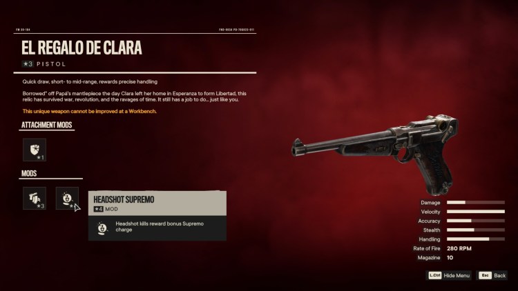 Far Cry 6 El Regalo De Clara Unique Pistol Unique Weapon Against The Wall 2