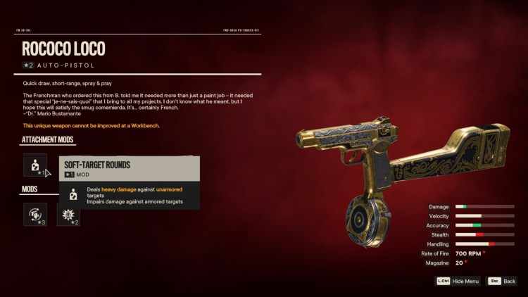 Far Cry 6 Rococo Loco Unique Auto Pistol 2