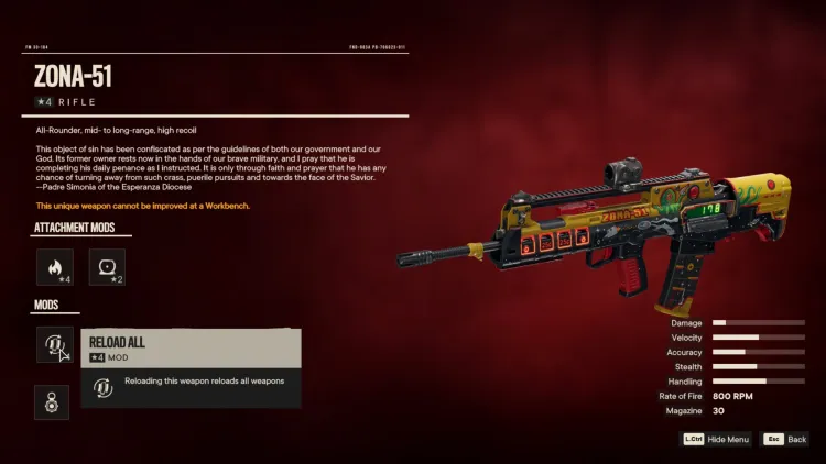 Far Cry 6 Zona 51 Unique Rifle Unique Weapon La Divinidad Cathedral Yaran Contraband 2