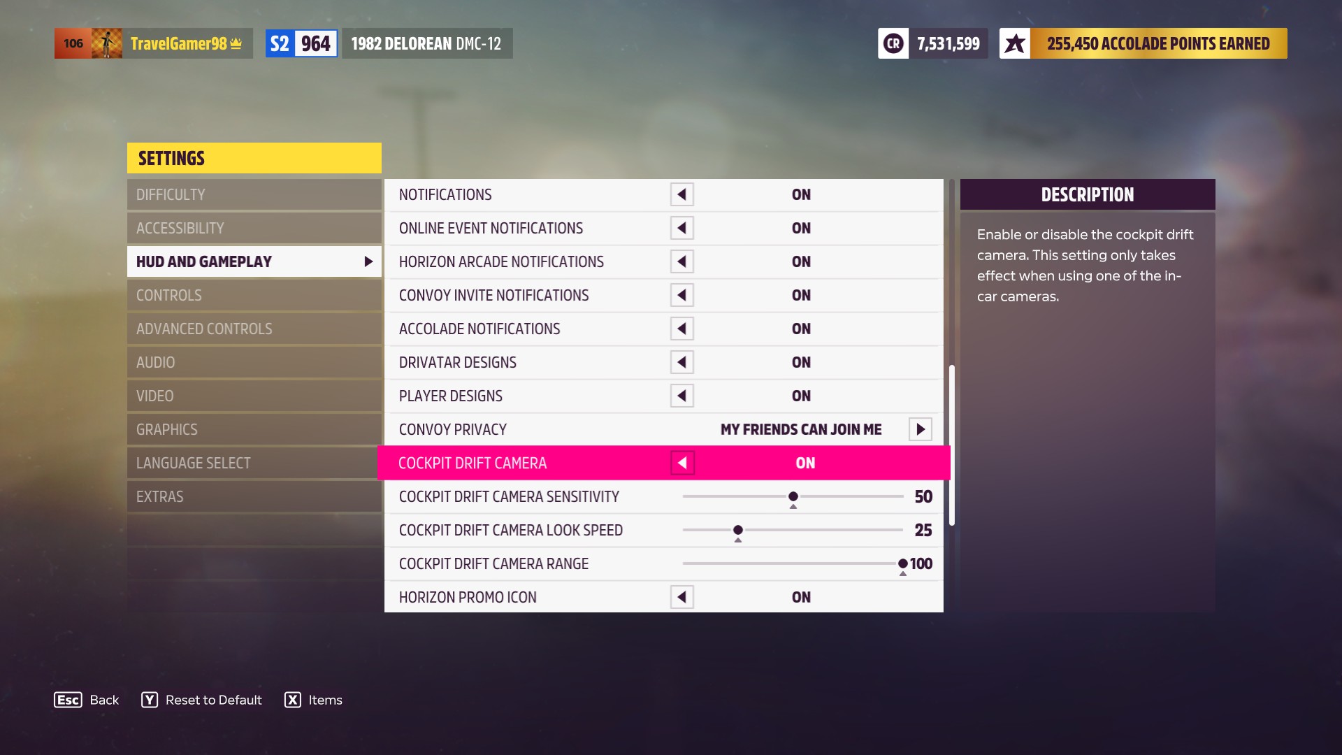 Configuración de la cámara de deriva de Forza Horizon 5 Pc