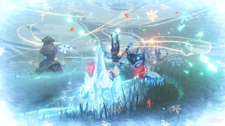 Genshin Impact Dragonspine Combat Training Shadows среди метелей 2
