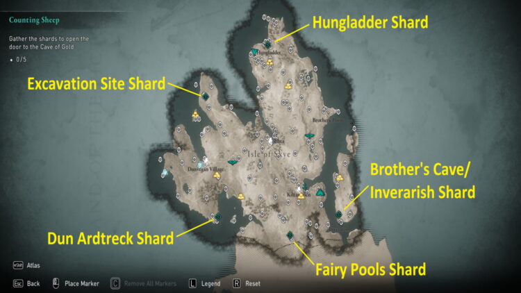 Assassin's Creed Valhalla Fated Encounter Подсчет овец Руководство по расположению всех осколков Осколок Inverarish Dun Ardtreck 1