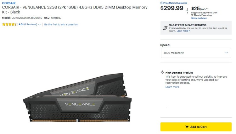 DDR5 availability improving memory in stock 