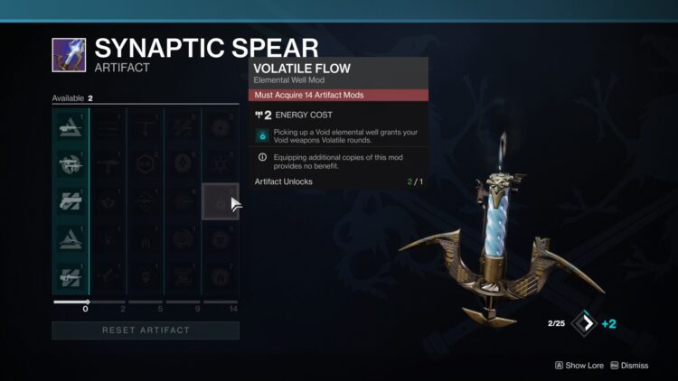 Destiny 2 Witch Queen Synaptic Spear Artifact Mods Guide 2