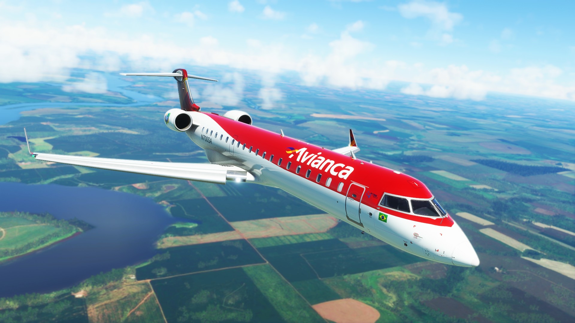 Microsoft Flight Simulator PC Aerosoft Crj 700 sobre Brasil