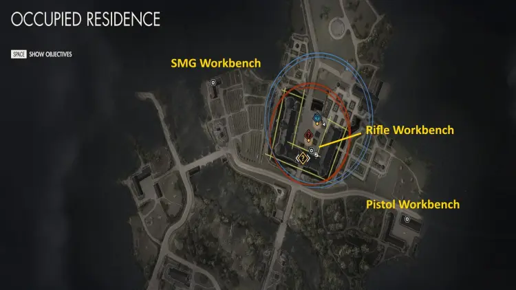 Sniper Elite 5 Occupied Residence Mission 2 Workbench Locations Guide Map