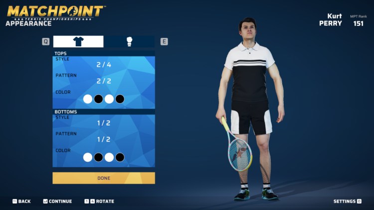 Matchpoint Tennis Championships My Career Player Appearance Customization