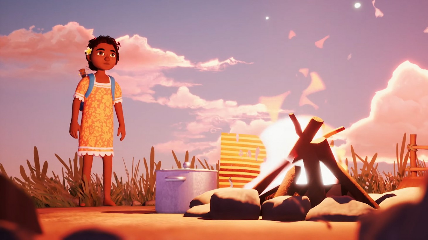 Tchia trailer sunset fire