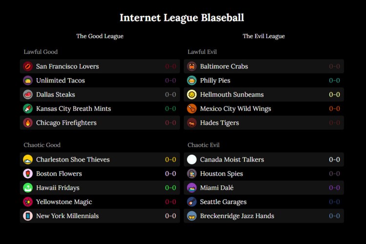 Blaseball Fall Ball Internet League