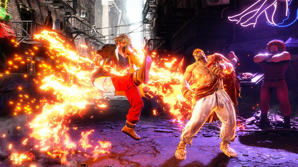 Ken And Ryu Fighting In Street Fighter 6