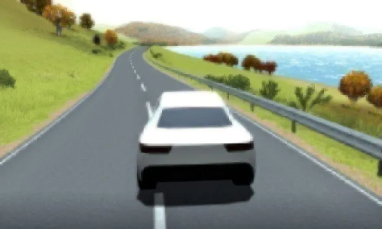 Slow Roads game car road lake