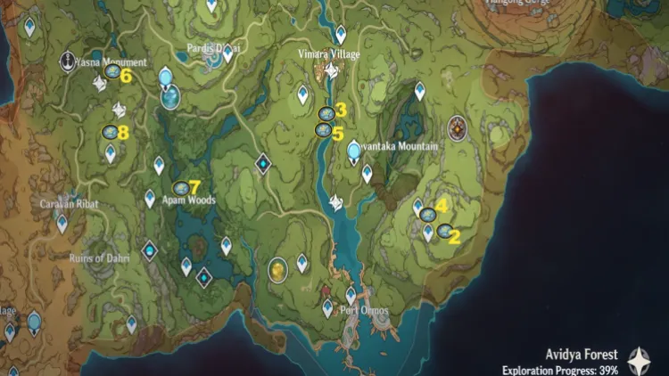 Genshin Impact Kalpalata Lotus Farming Locations Guide Nahida Dori 1b Map