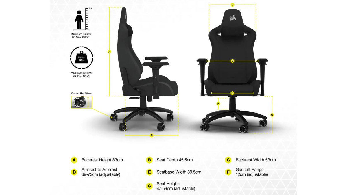Corsair Tc200 Gaming Chair Review Specs Weight Chart Size