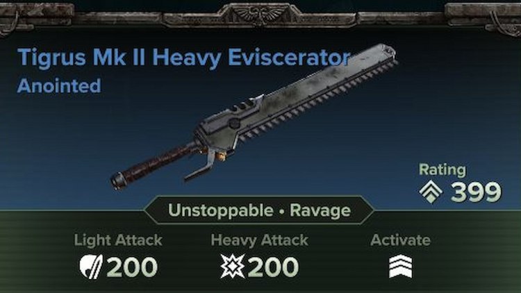 Tigrus Heavy Eviscerator Лучшее оружие Warhammer 40k Darktide