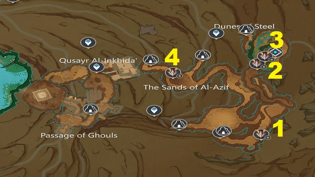 Genshin Impact Kutsanmış Canavarların Konumları Kılavuzu Sağlam Kabuk İşaretli Kabuk Kurutulmuş Kabuk 3 Haritası