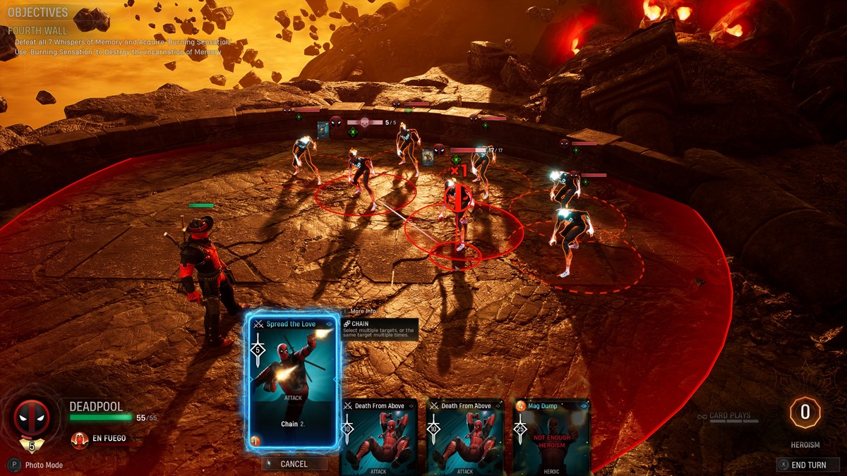 Marvel's Midnight Suns Deadpool Legendary Card Challenge Guide Fourth Wall Burning Sensation 1a