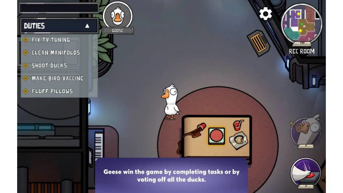 A screenshot from the Goose Tutorial in Goose Goose Duck