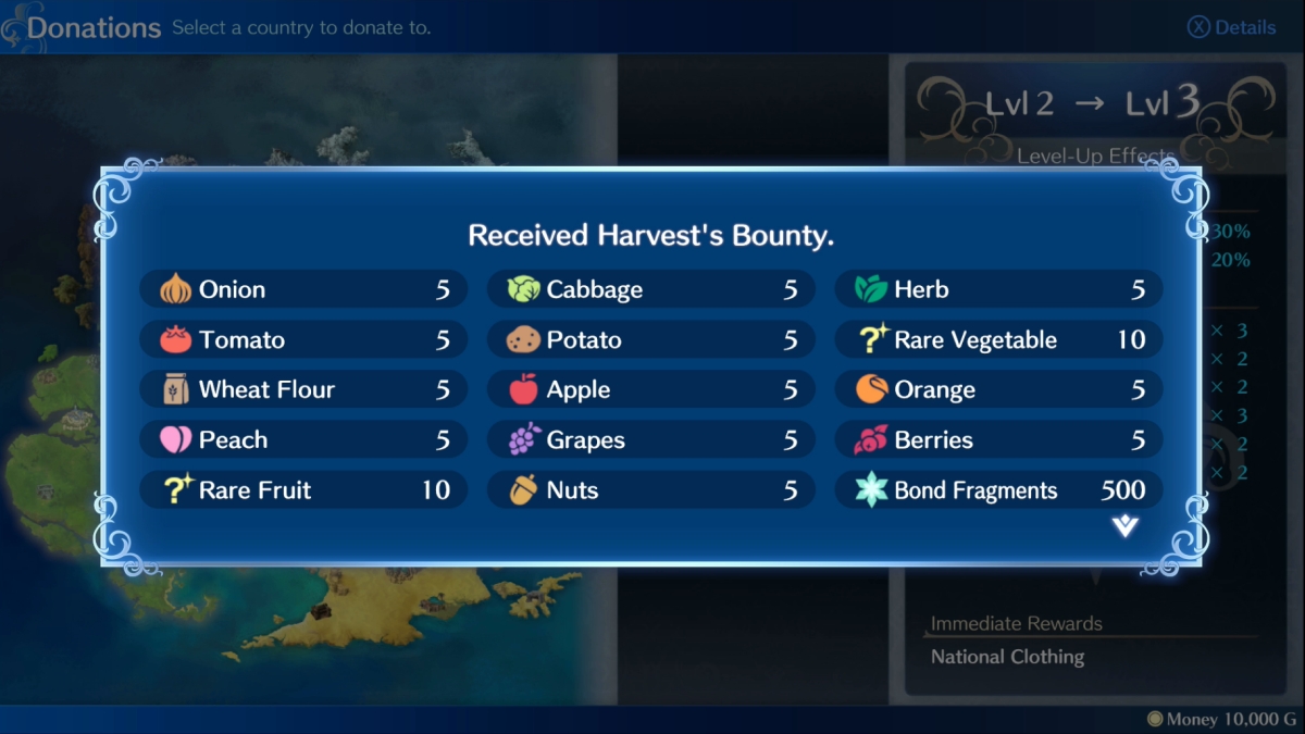 Fire Emblem Engage Награды за пожертвования Harvest Bounty