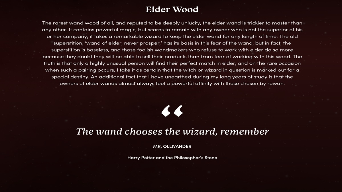 Hogwarts Legacy Elder Wood Wand Wizarding World 2