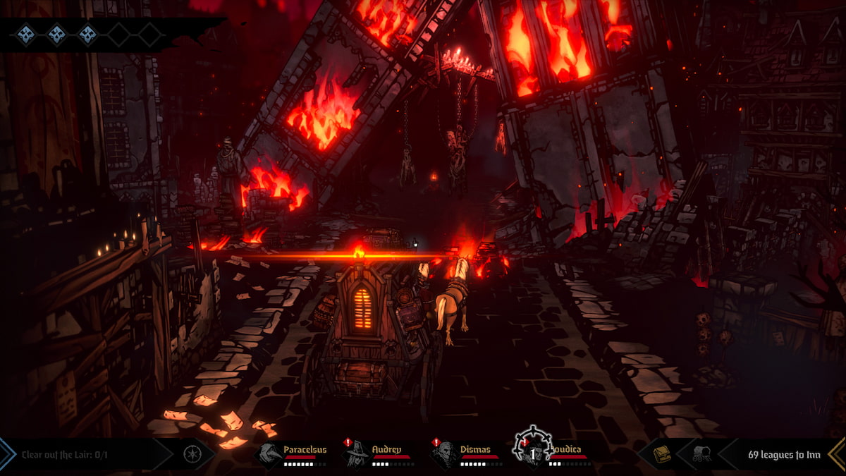 Darkest Dungeon II Release Fiery Buildings