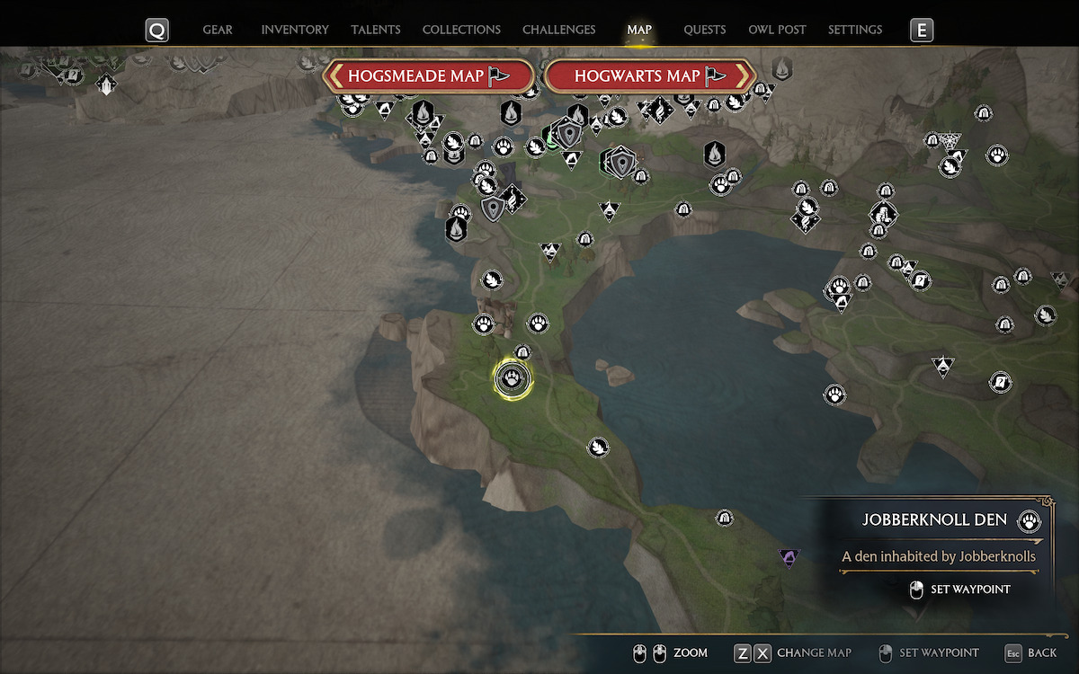 Where to find all beasts in Hogwarts Legacy Jobberknoll Map Location 6