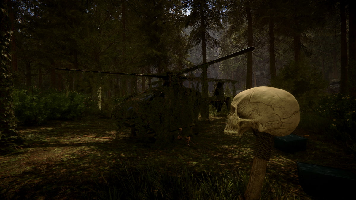 Sons Of The Forest GeForce Now Helicopter Skull