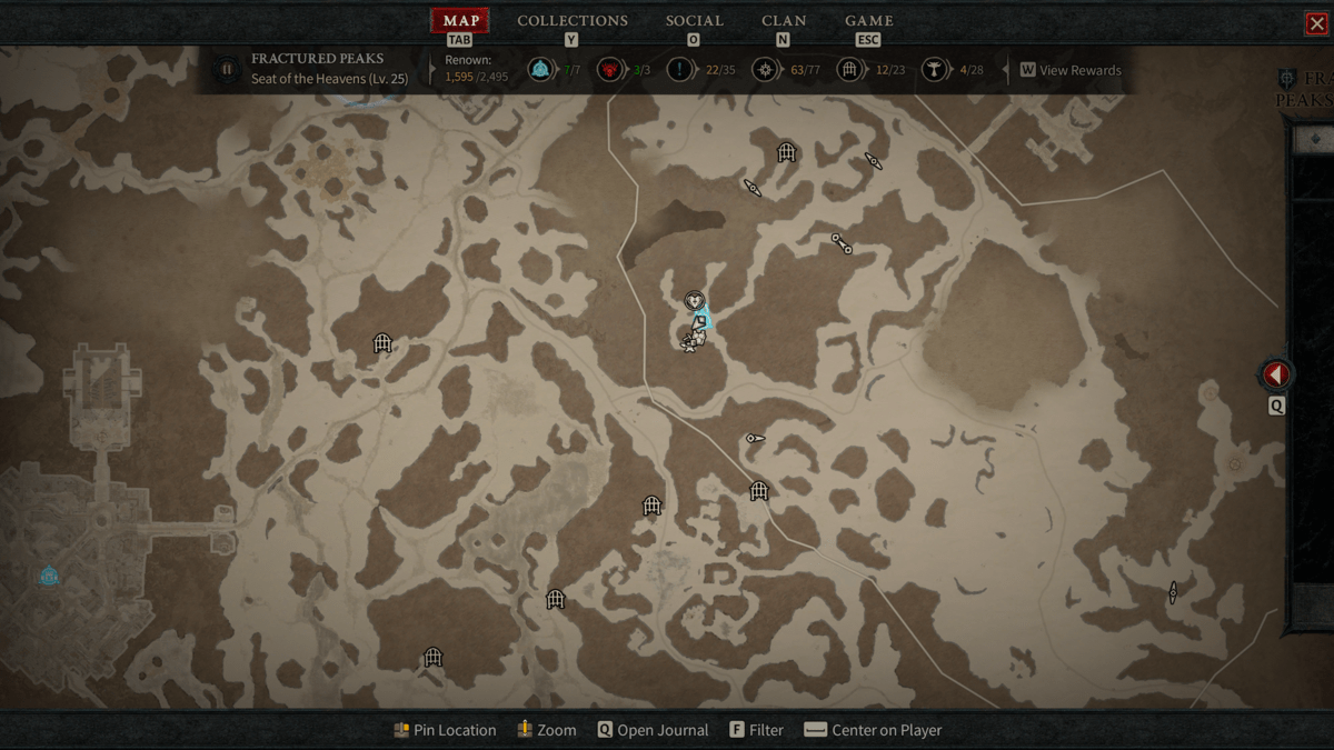 Расположение всех путевых точек Fractured Peaks в Diablo 4 Bear Tribe Refuge