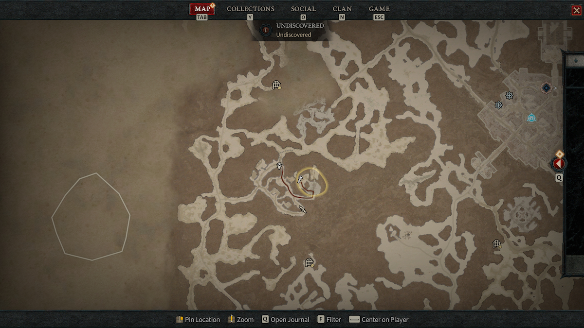 Diablo 4 Nostrava Stronghold locationon the map