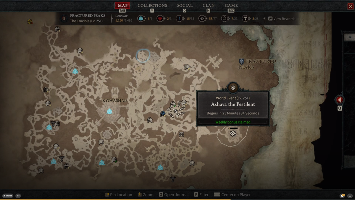 Diablo 4 Ashava World Boss spawn map