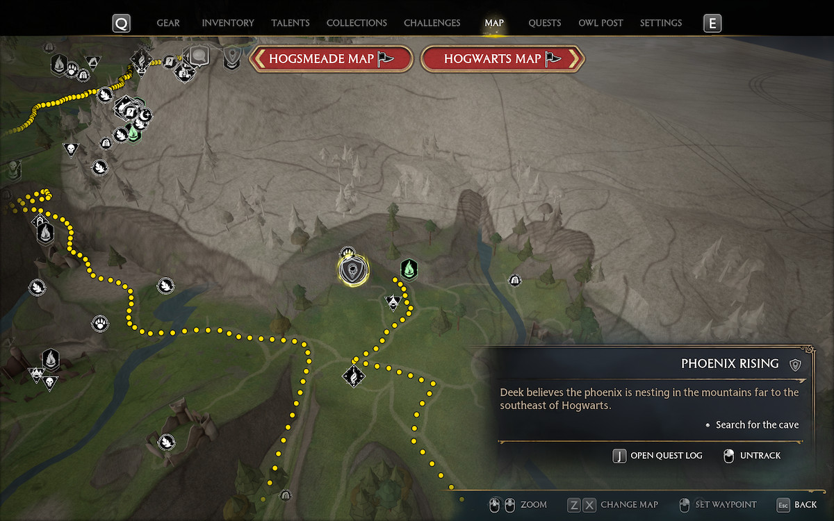 Как поймать и приручить феникса в Хогвартсе Наследие Феникса Карта Логова горы