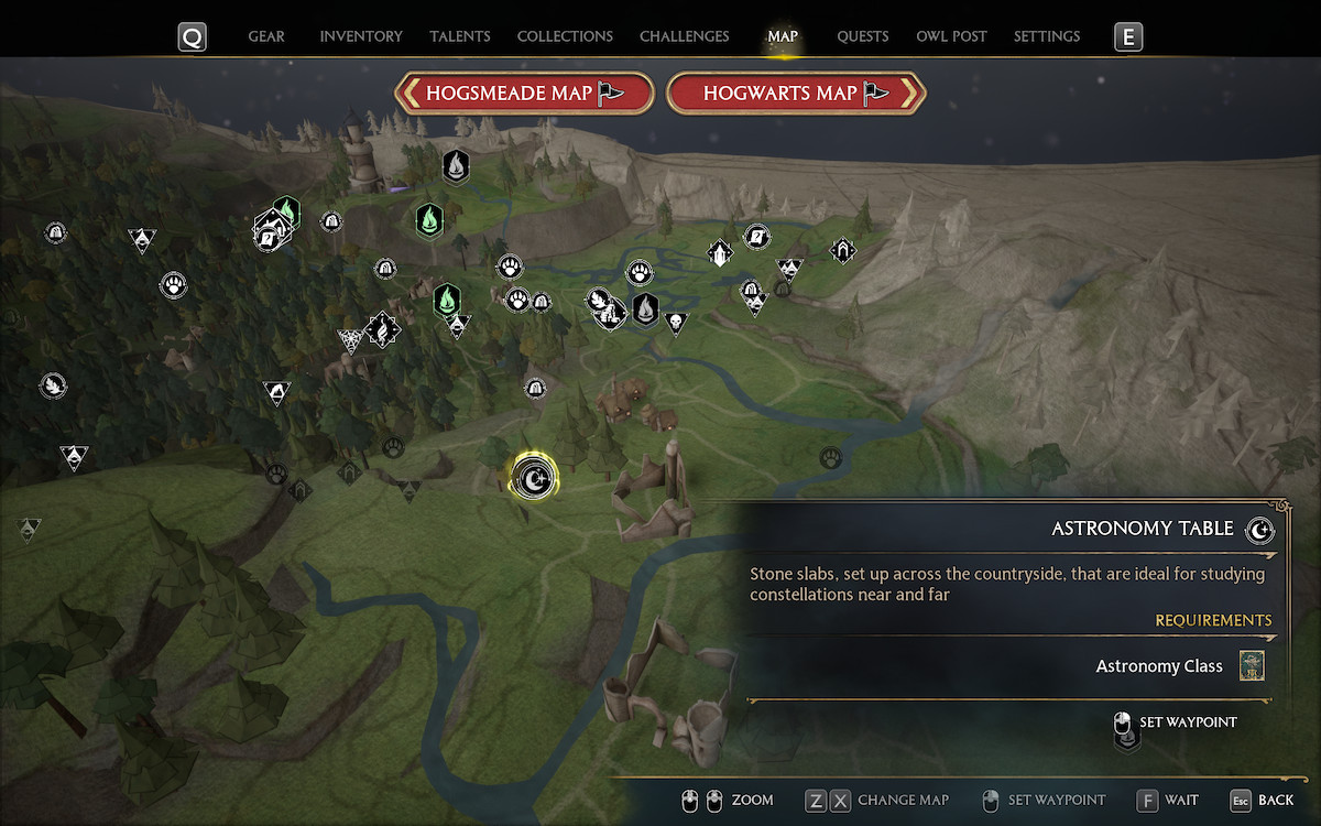 Mapa de la tabla de astronomía de Upper Hogsfield