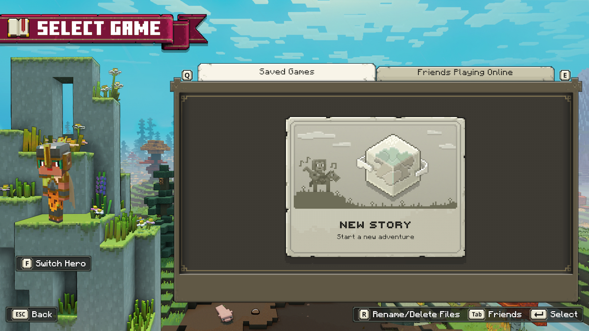 Minecraft Legends Campaign Mode Screen