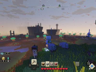 Minecraft Legends Split-Screen Horizon Trees