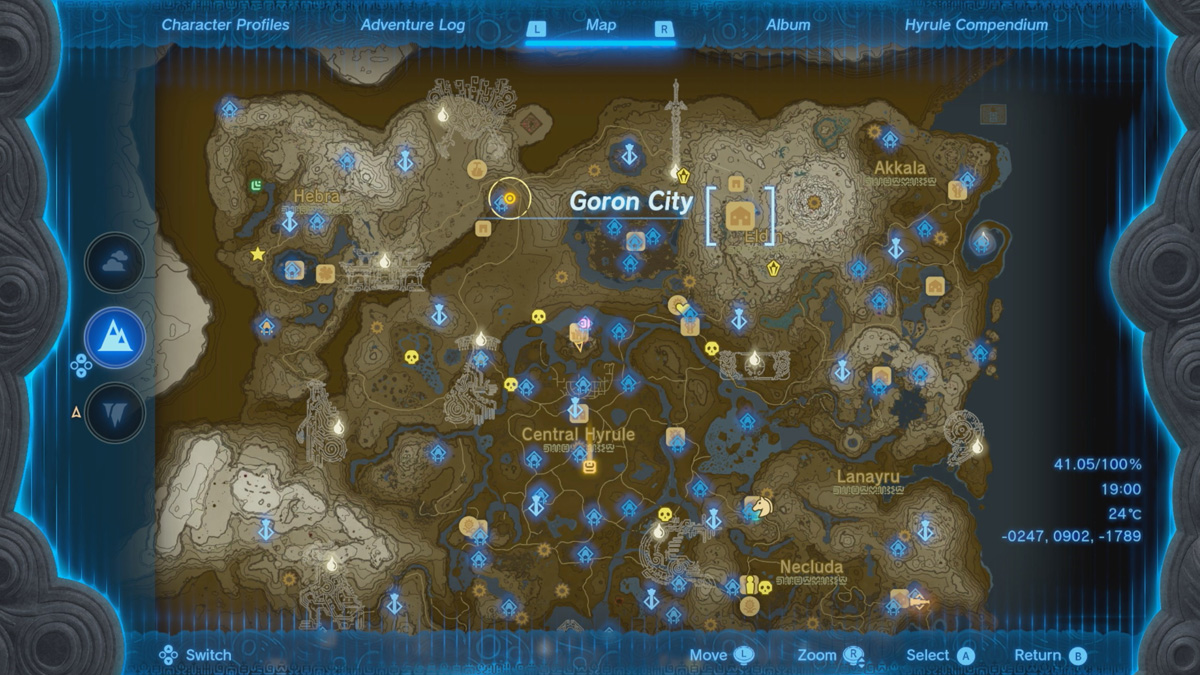 Ubicación en el mapa de la ciudad de Goron
