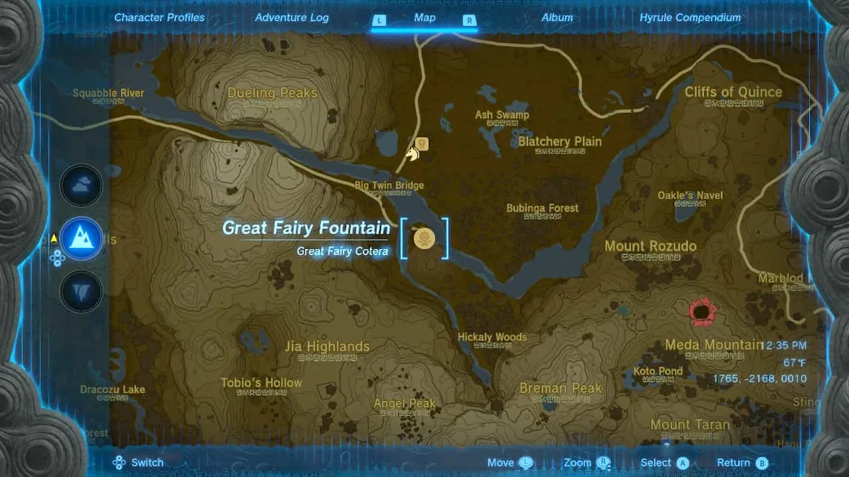 Great Fairy Cotera Map Zelda Tears Of The Kingdom