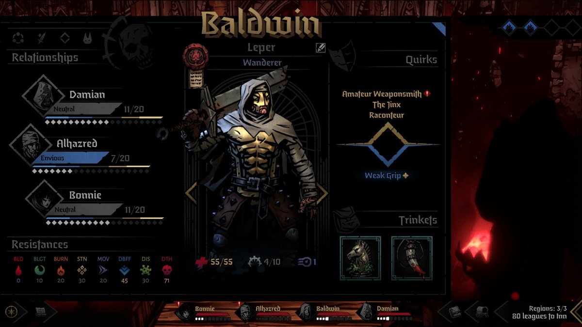 How To Build Relationships And Affinity In Darkest Dungeon 2 Relationship Screen