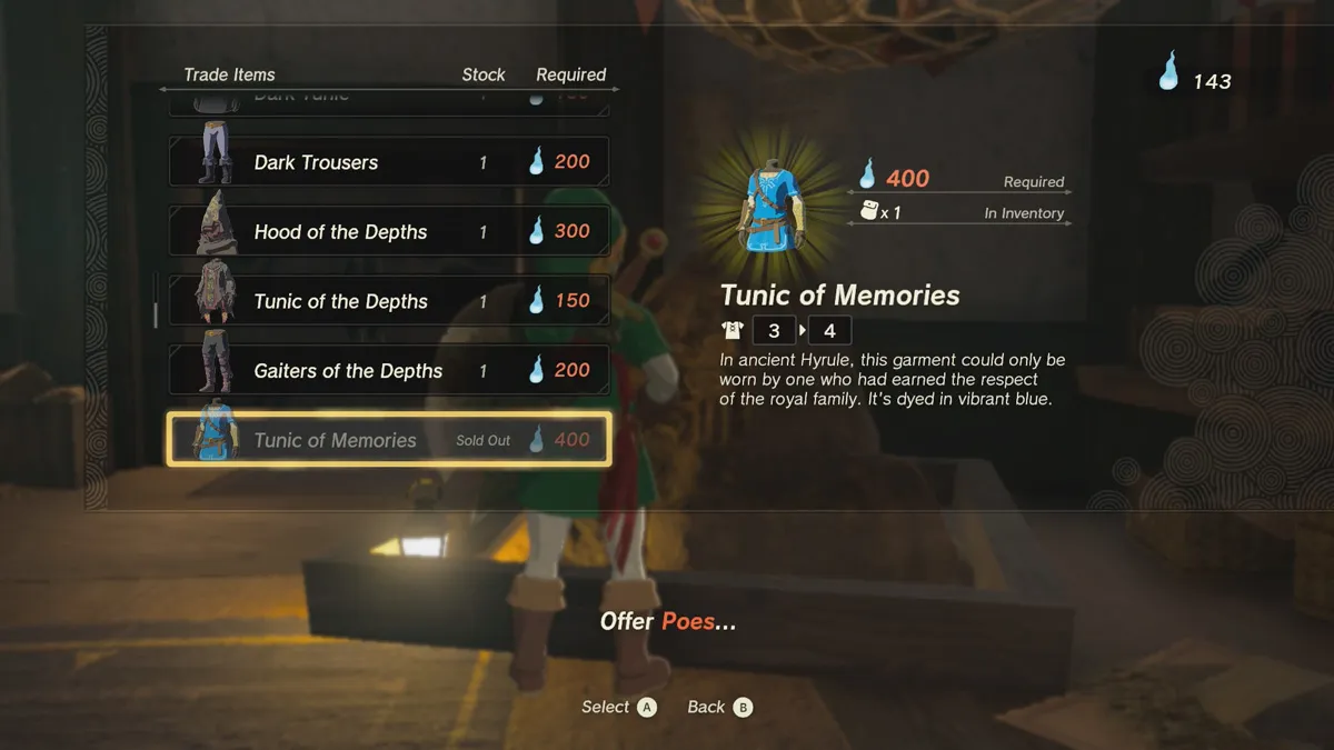 How to upgrade the Tunic of Memories in Tears of the Kingdom