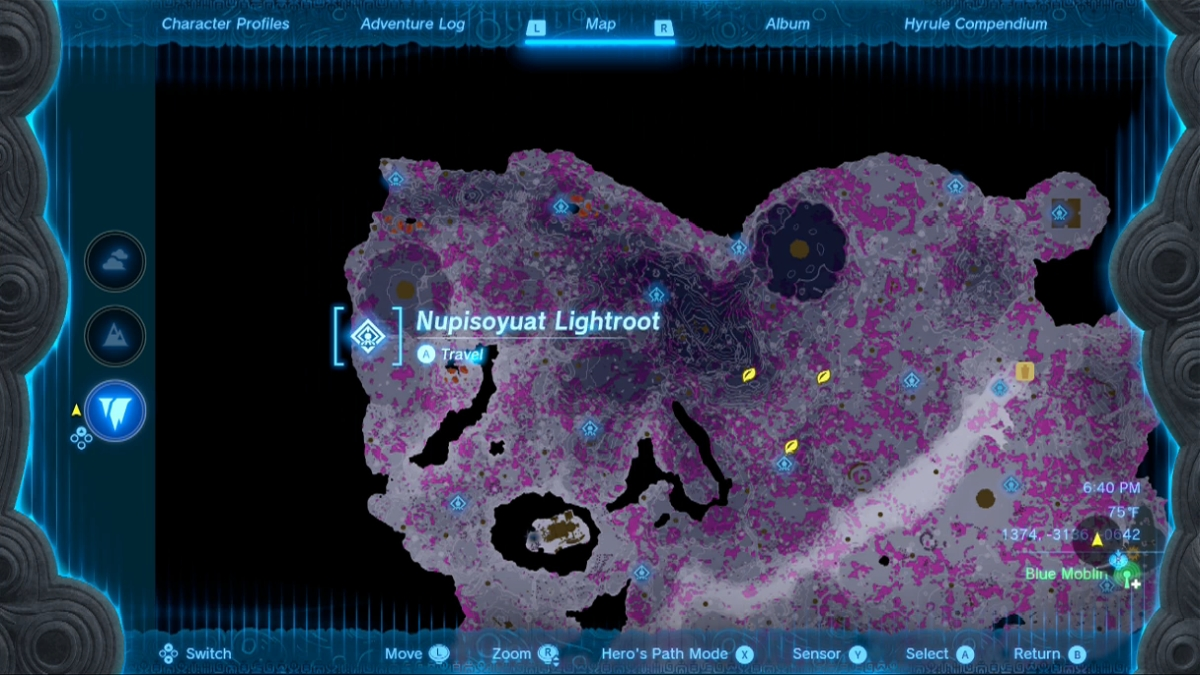 Totk Cap Of Time Nupisoyuat Map of Lightroot Locations