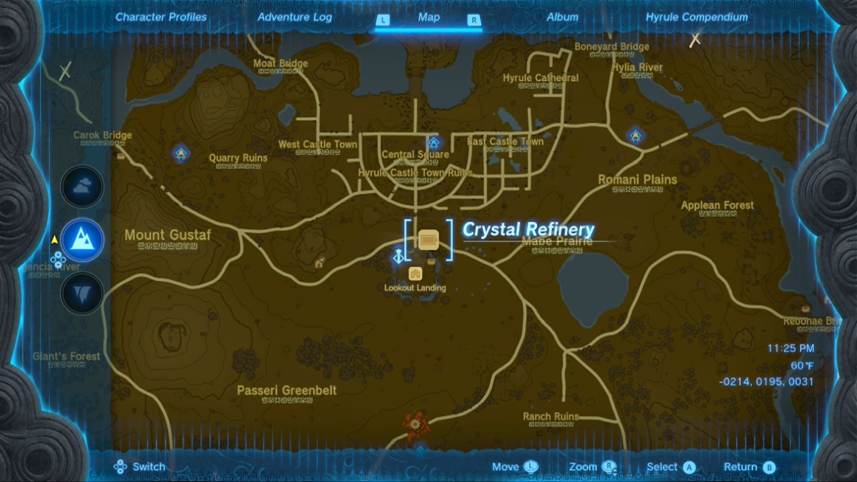 Totk Crystal Refinery At Lookout Landing Location Map
