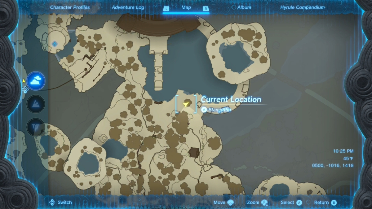 Mapa de ubicación de Totk Energetic Rhino Beetle Great Sky Island