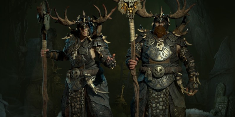 A male and female druid stood alongside Diablo 4