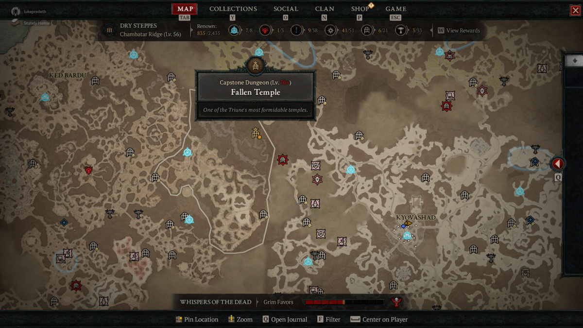 What is the orange dot next to dungeons in Diablo 4? Explained