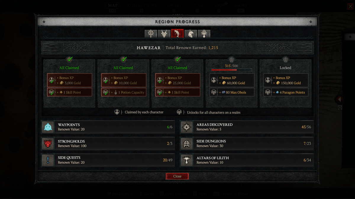 Account-wide achievements in Diablo 4.