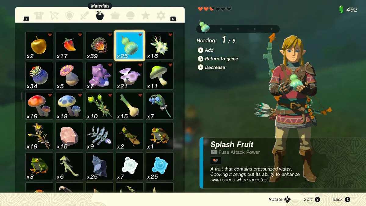 Zelda Tears Of The Kingdom Los mejores accesorios de flecha Splash Fruit