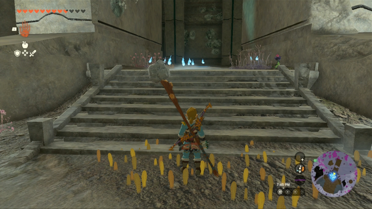 Totk Spirit Temple Entrance Link At Steps Closeup