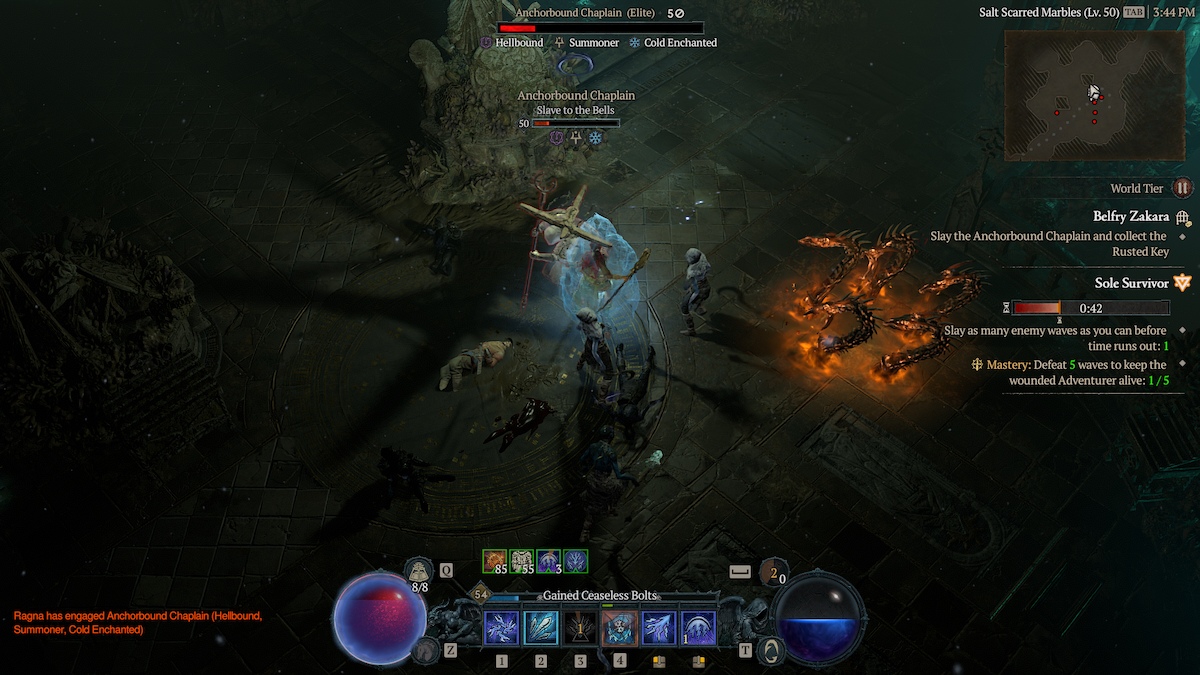 How to find and use the bell tower Zakara rusty key in Diablo 4 Anchorbound Chaplain