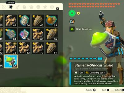 Tears Of The Kingdom Mushrooms Shield Inventory Screen